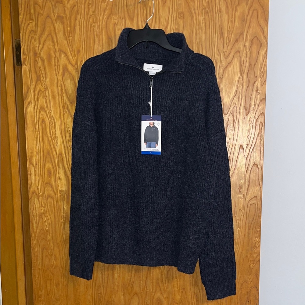 Modern ambition Woman’s Zip-Front Knit Sweater - Deep Navy